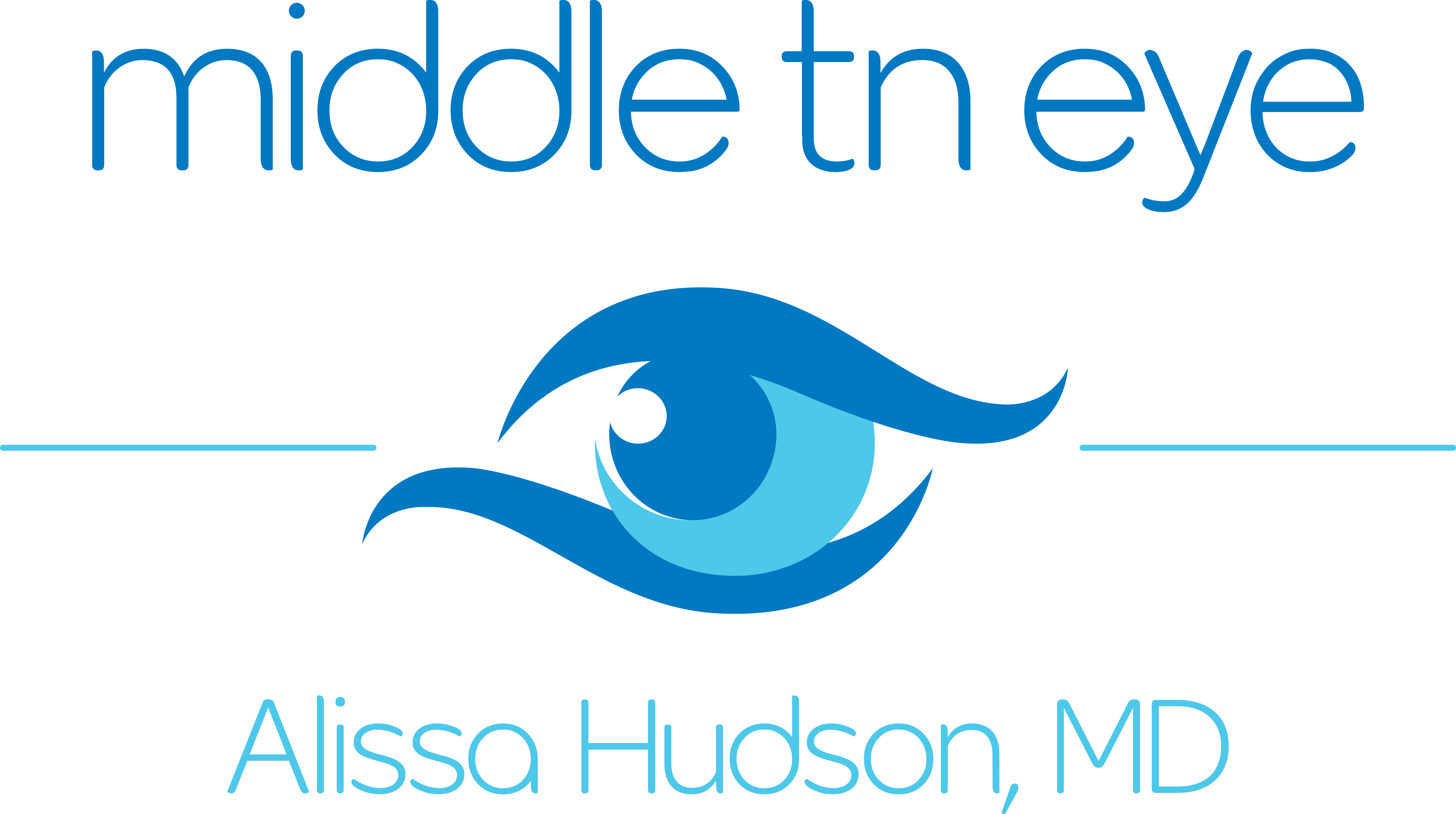 A blue eye logo with the words Middle TN eye. Alissa Hudson, MD